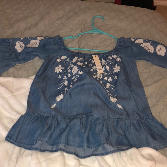denim floral top - Picture 2 of 2